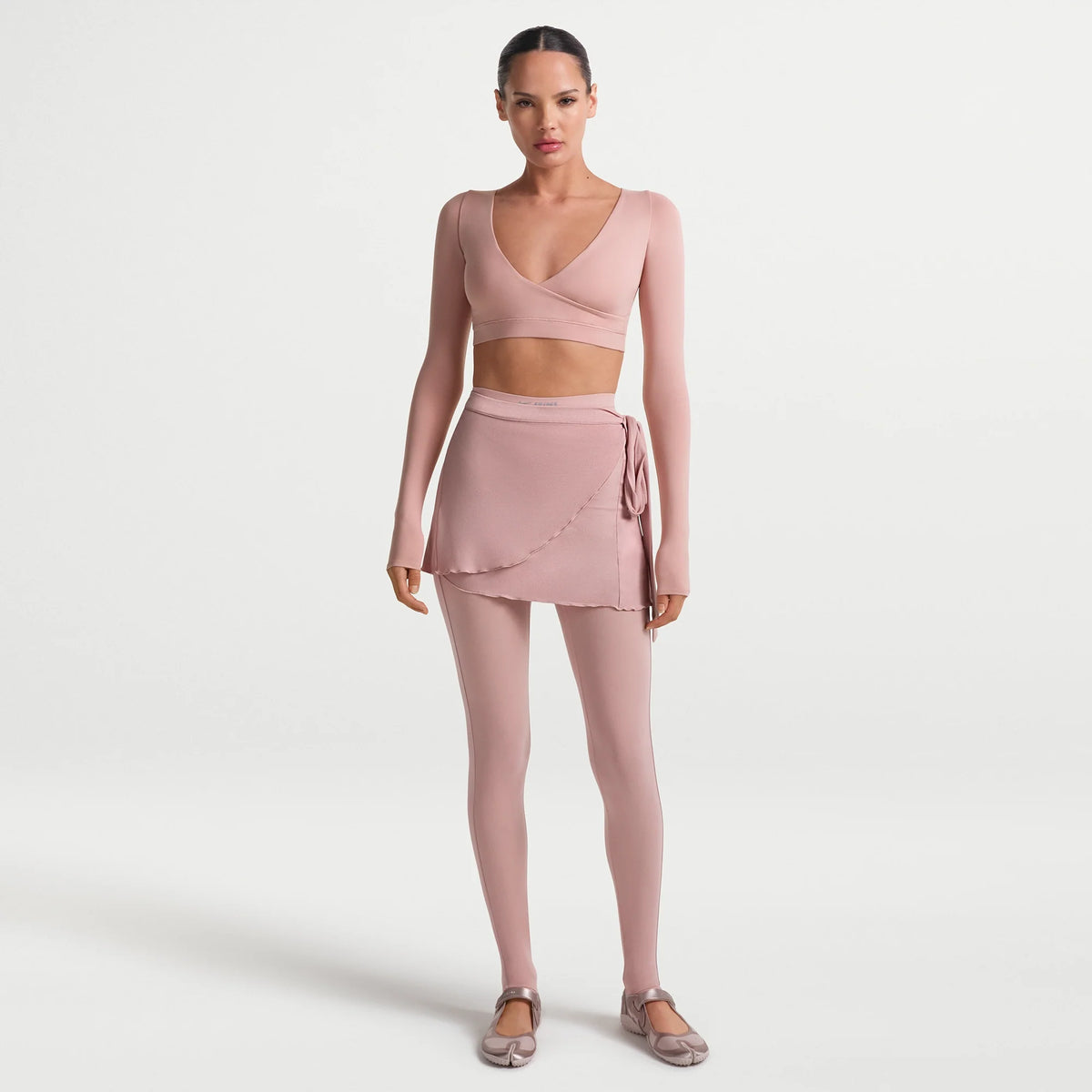 NikeSKIMS MATTE WRAP LONG SLEEVE CROPPED TOP | HIMALAYAN