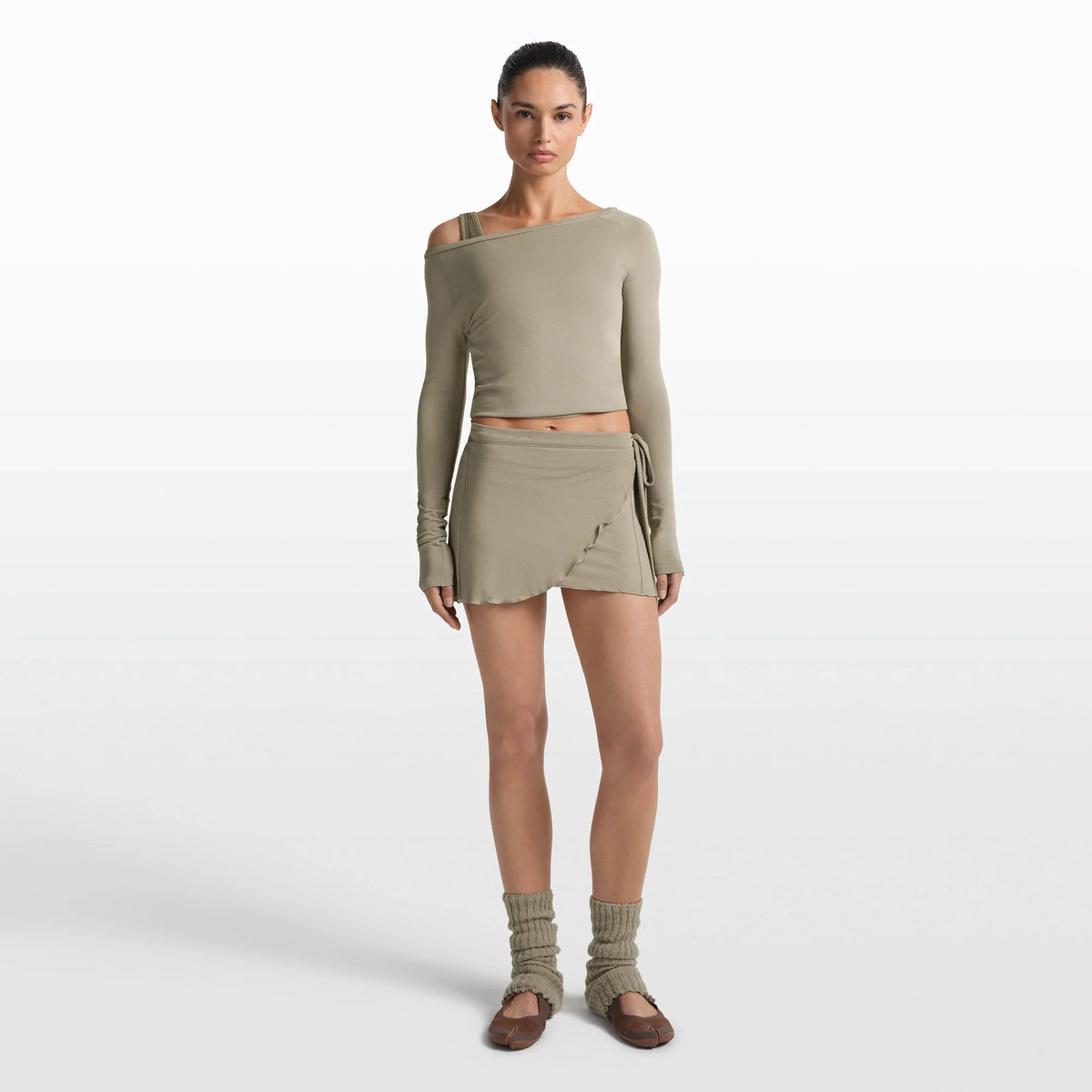 NikeSKIMS STRETCH KNIT WRAP SKIRT | DUNE