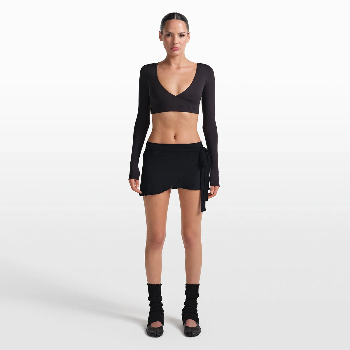 NikeSKIMS STRETCH KNIT WRAP SKIRT | OBSIDIAN
