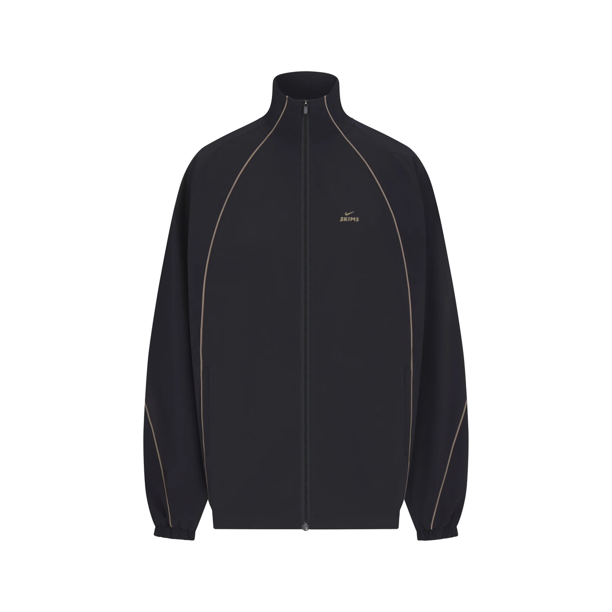 NikeSKIMS STRETCH NYLON OVERSIZED TRACK JACKET | OBSIDIAN OLIVE GREY