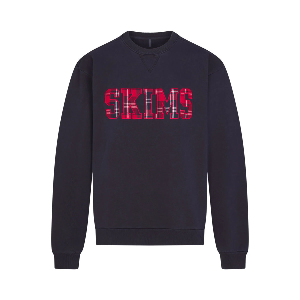 BOYFRIEND FLEECE OVERSIZED CREWNECK | BLUE BLACK SKIMS PLAID