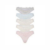 FITS EVERYBODY LACE DIPPED THONG 5-PACK | IVORY PEARL BOW MULTI