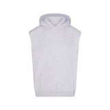 COTTON FLEECE OVERSIZED SLEEVELESS HOODIE | LIGHT HEATHER GREY