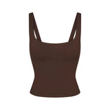 NikeSKIMS MATTE SQUARE NECK TANK | DARK SEPIA