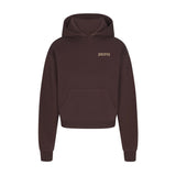 COTTON FLEECE HOODIE WITH EMBOSSED LOGO | ESPRESSO
