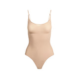 SHEER SEAMLESS THONG BODYSUIT | CLAY