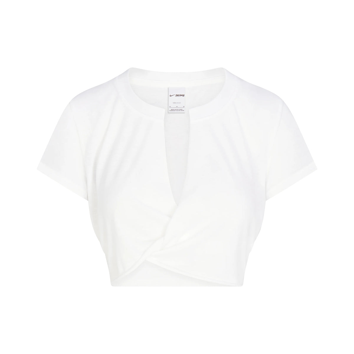 NikeSKIMS PERFORMANCE COTTON BLEND SHORT SLEEVE V-NECK CROP TOP | SNOW