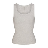 COTTON RIB SCOOP NECK TANK | LIGHT HEATHER GREY