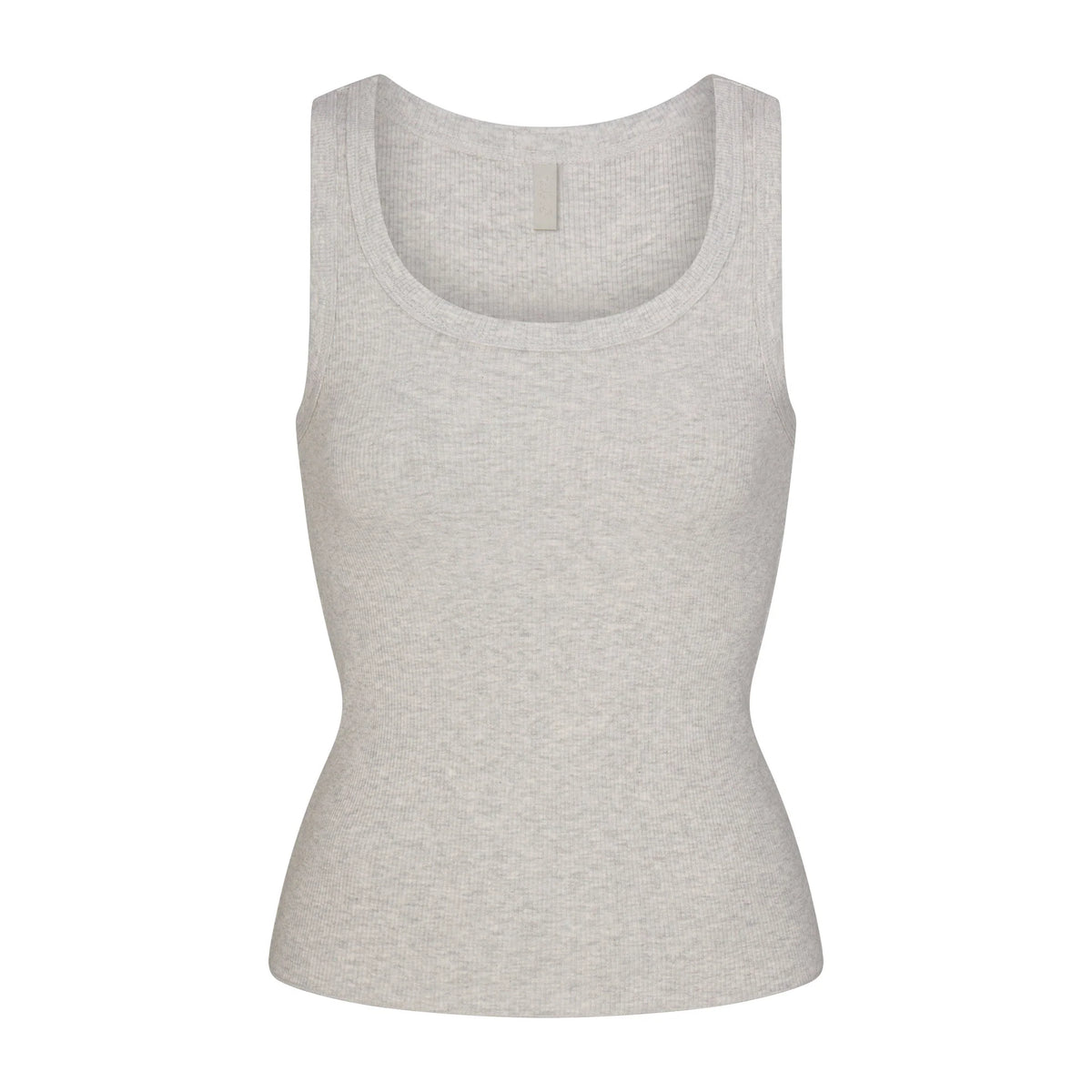 COTTON RIB SCOOP NECK TANK | LIGHT HEATHER GREY