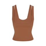 NikeSKIMS MATTE DOUBLE STRAP SCOOP TANK | CAROB BROWN