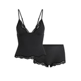 FITS EVERYBODY LACE TRIANGLE CAMI AND BOY SHORT SET | ONYX