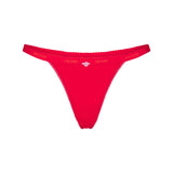 LIGHTWEIGHT COTTON LOGO PICOT THONG | RUBY TONAL