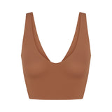 NikeSKIMS MATTE V-NECK BRA TOP | CAROB BROWN