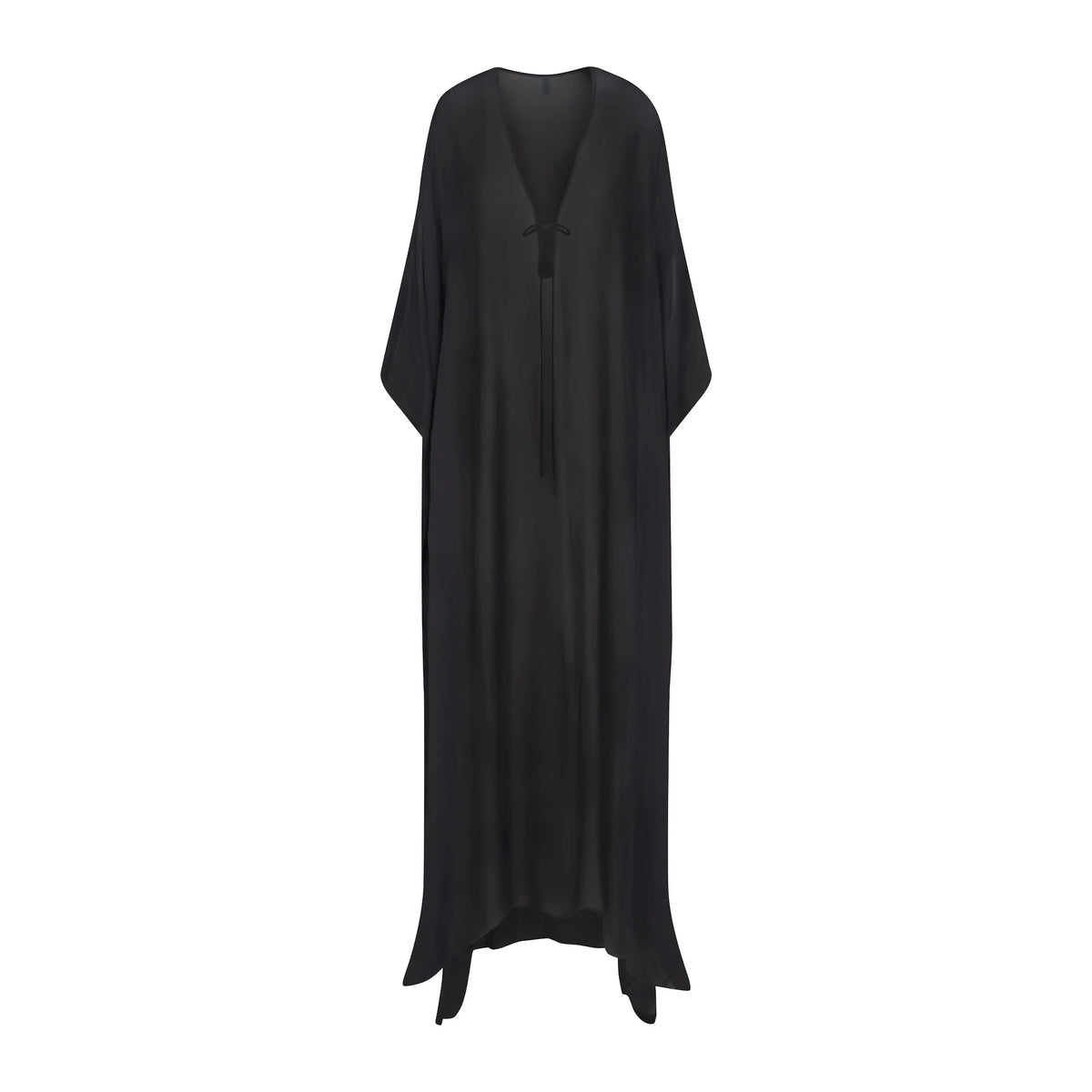 SWIM COVER-UPS SHEER LONG KAFTAN | OBSIDIAN