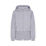 COTTON FLEECE ZIP UP ONESIE | HEATHER GREY