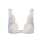 SILK LACE PLUNGE BRALETTE | PERIWINKLE CONTRAST