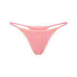 LIGHTWEIGHT COTTON POINTELLE LACE STRING THONG | MELON TONAL