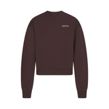 COTTON FLEECE CREWNECK WITH EMBOSSED LOGO | ESPRESSO