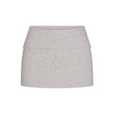 COTTON RIB FOLDOVER MINI SKIRT | LIGHT HEATHER GREY