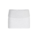 COTTON FLEECE FOLDOVER MINI SKIRT | LIGHT HEATHER GREY