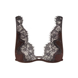SILK LACE PLUNGE BRALETTE | ESPRESSO CONTRAST