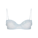 STRETCH LACE RUFFLE UNLINED BRA | POWDER BLUE