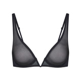 ULTRA FINE MESH DEEP PLUNGE BRA | OBSIDIAN