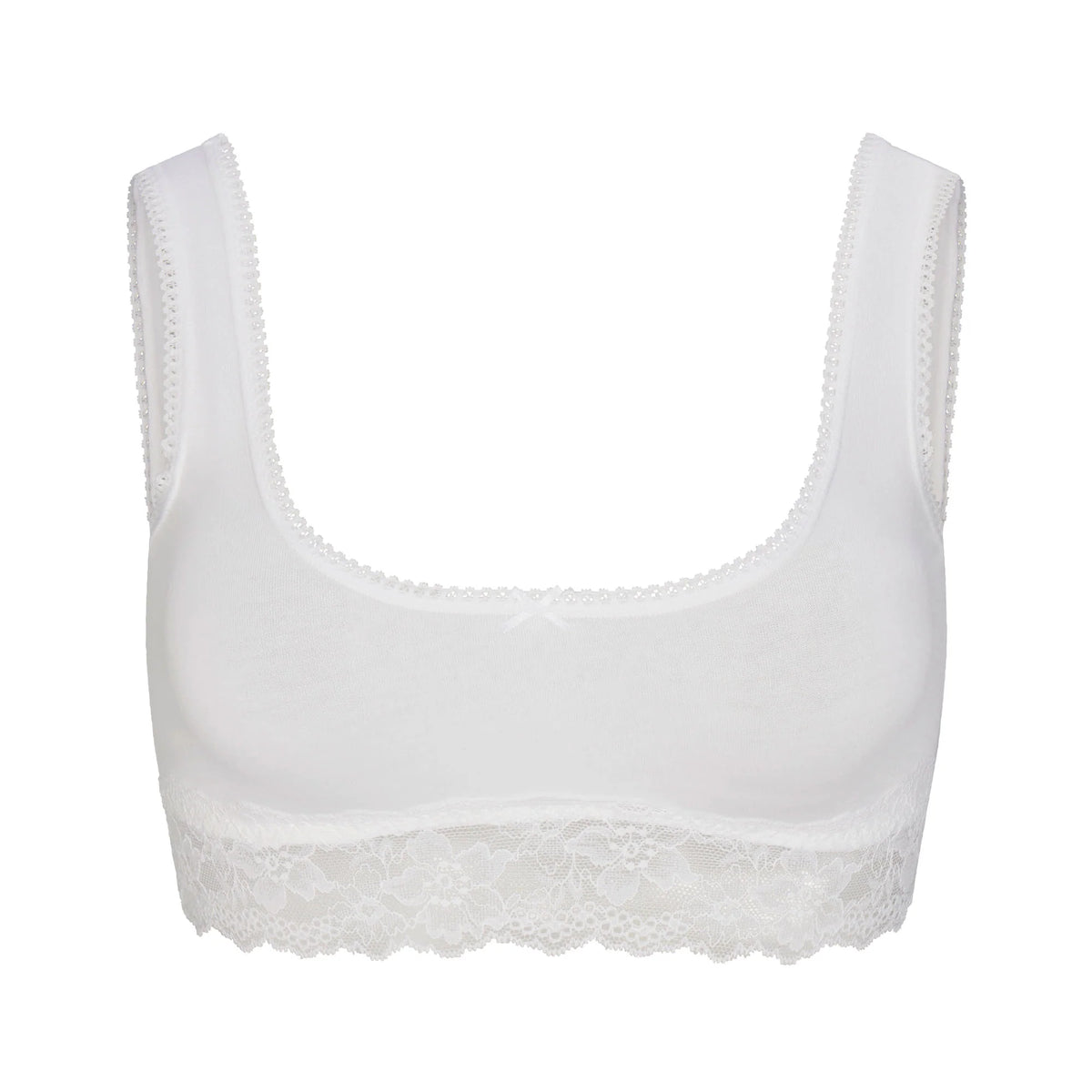 LIGHTWEIGHT COTTON LACE SCOOP BRALETTE | SNOW