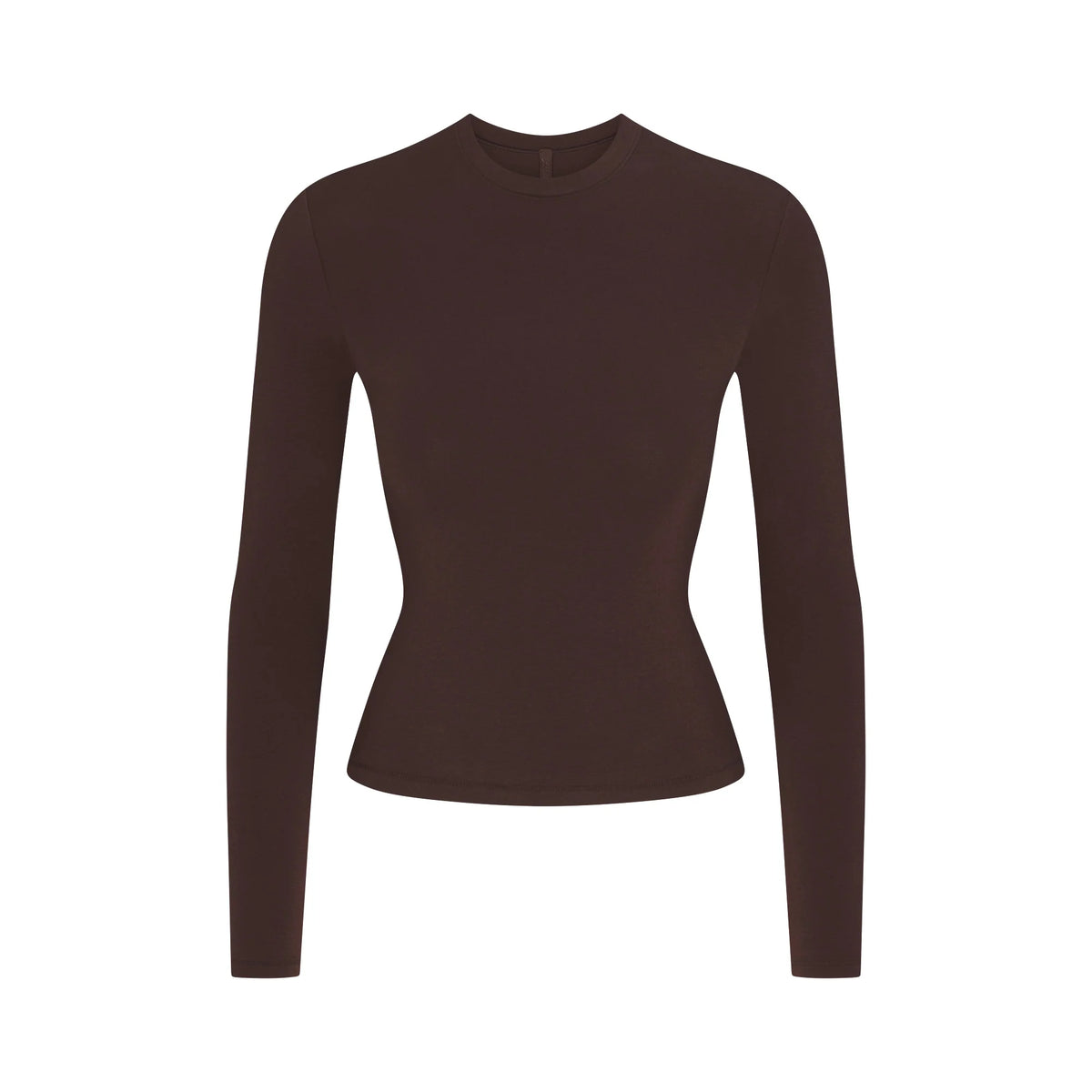 COTTON JERSEY LONG SLEEVE T-SHIRT | ESPRESSO