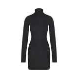 ESSENTIAL KNIT MOCK NECK MINI DRESS | ONYX