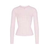 COTTON RIB ZIP UP TOP | CHERRY BLOSSOM