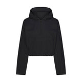 WOVEN COTTON HALF ZIP PULLOVER | ONYX