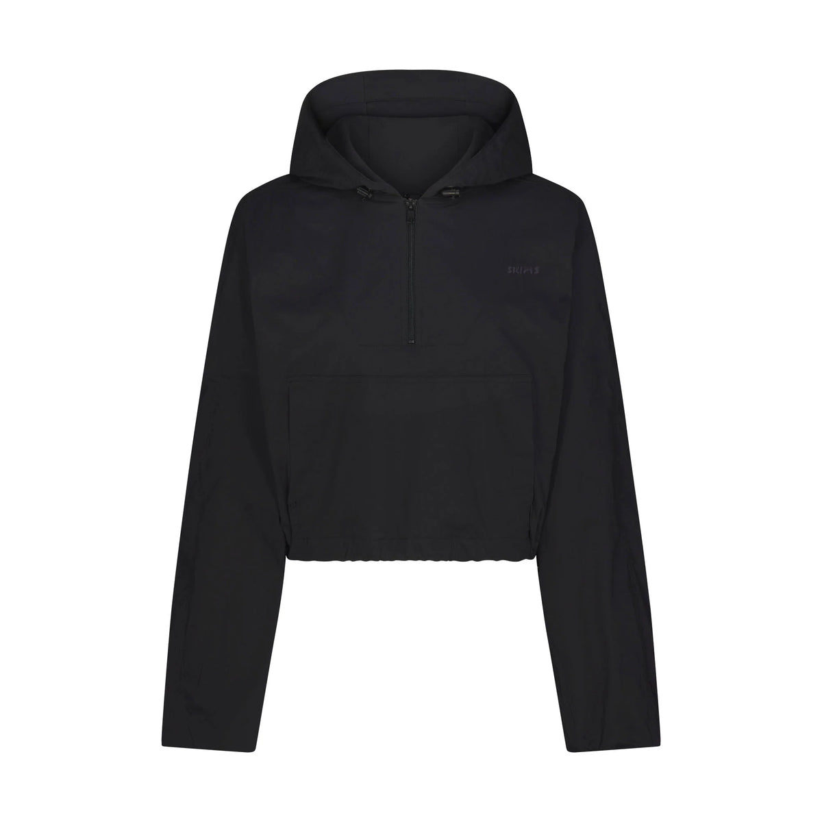 WOVEN COTTON HALF ZIP PULLOVER | ONYX
