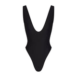ICONIC SWIM PLUNGE ONE PIECE | OBSIDIAN