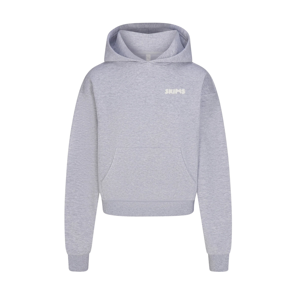 COTTON FLEECE HOODIE WITH EMBOSSED LOGO | HEATHER GREY