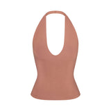 SMOOTH LAYERS HALTER TOP | NUTMEG