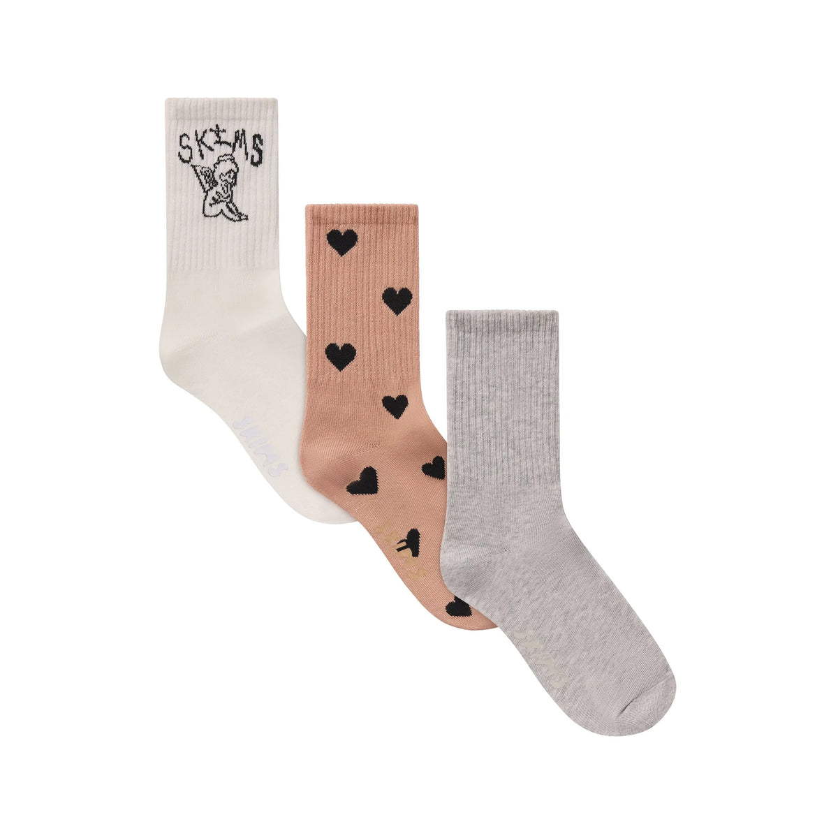 RIBBED CREW SOCK 3-PACK | SPACED HEARTS MULTI