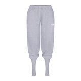 COTTON FLEECE SWEATPANT WITH RIB LEG WARMER WITH EMBOSSED LOGO | HEATHER GREY