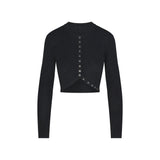 ESSENTIAL KNIT ROUNDED CROPPED CARDIGAN | ONYX