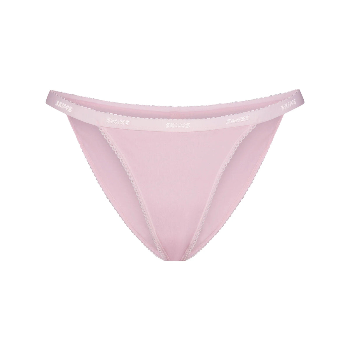 LIGHTWEIGHT COTTON LOGO PICOT STRING BIKINI | PEONY