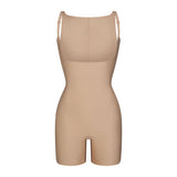 SKIMS BODY CORE SCULPT BACK SMOOTHING OPEN BUST MID THIGH BODYSUIT | CLAY