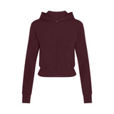 COTTON JERSEY ZIP UP HOODIE | CURRANT