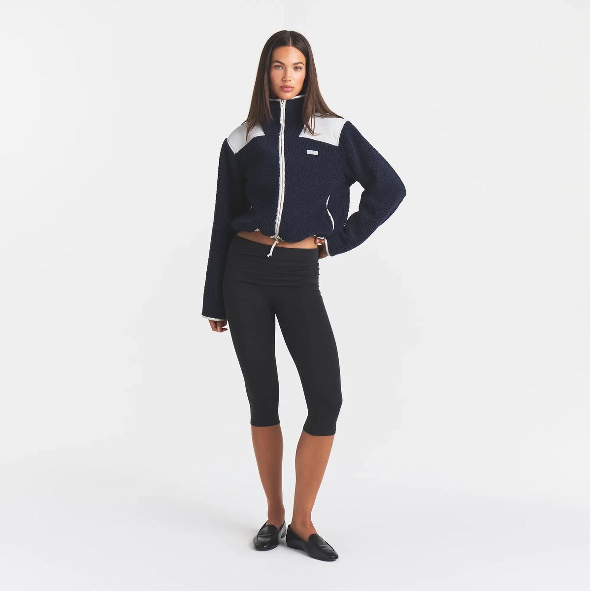 TEDDY BOXY ZIP UP JACKET | NAVY