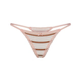 LIGHTWEIGHT COTTON POINTELLE LACE STRING THONG | VILLA EGRET RUNWAY STRIPE