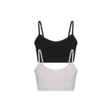 COTTON SEAMLESS JUNIORS BRALETTE 2-PACK | LIGHT HEATHER GREY AND SOOT