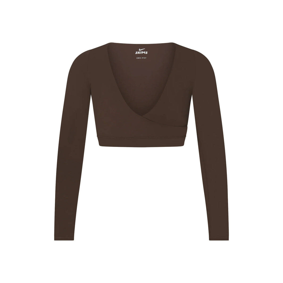 NikeSKIMS MATTE WRAP LONG SLEEVE CROPPED TOP | DARK SEPIA
