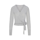 ESSENTIAL KNIT WRAP SWEATER | MID HEATHER GREY