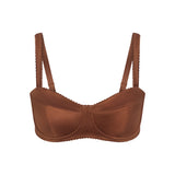 NikeSKIMS SATIN SHINE PANELED PICOT BRA | CAROB BROWN