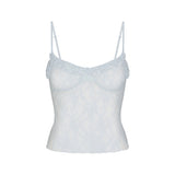 STRETCH LACE RUFFLE CAMI | POWDER BLUE