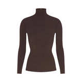 COTTON JERSEY TURTLENECK LONG SLEEVE | ESPRESSO